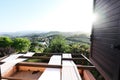 View from window of house in Nocera Umbra, town and comune in the province of Perugia, Italy