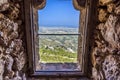 The view from a window in Kantara Castle over the Mesaoria Plain, Northern Cyprus