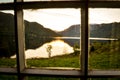 view through window in norwegian fjord Royalty Free Stock Photo