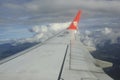 View from a window parallel to the wing of a Lion Air plane at high altitude