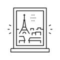 view from window on paris line icon vector illustration