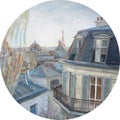 View from the window in Paris, oil painting