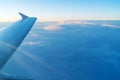 The view from the window of the plane on the wing Royalty Free Stock Photo