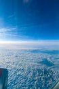 The view from the window of the plane on the wing Royalty Free Stock Photo