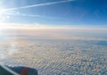 The view from the window of the plane on the wing Royalty Free Stock Photo