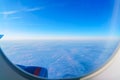 The view from the window of the plane on the wing Royalty Free Stock Photo