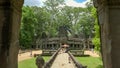 View from a window of the ruins of ta prohm temple, angkor Royalty Free Stock Photo