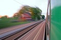 View from the window of speeding train Royalty Free Stock Photo