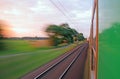 View from the window of speeding train Royalty Free Stock Photo