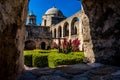 View Through a Window in a Thick Rock Wall at Spanish Mission San Jose Royalty Free Stock Photo