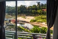 View from window to the Tembeling river in Kuala Tahan village, Taman Negara national park, Malays