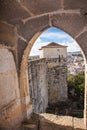 Tower of the Sao Jorge castel and panorama view of Lisbon, Portugal Royalty Free Stock Photo
