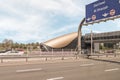 View from the window of a tourist bus of the city metro station of Dubaicity, United Arab Emirates Royalty Free Stock Photo