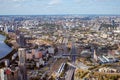 The view from the window of the tower skyscraper in Moscow city. Summer in the city. The view from the observation deck of Moscow Royalty Free Stock Photo