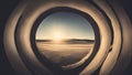 view from the window a view of the sun through a hole in a wall Royalty Free Stock Photo