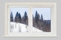 View from the window winter forest Royalty Free Stock Photo