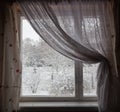 View from window in winter. Moscow region. Russia. Royalty Free Stock Photo
