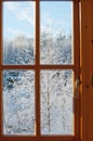 View through a window, winter time Royalty Free Stock Photo