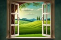 view from window at a wonderful landscape nature Generative AI Royalty Free Stock Photo