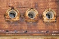 View of windows of ancient palace in Valparaiso, Chile Royalty Free Stock Photo