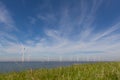 View of windpark in the Dutch Noordoostpolder, Flevoland Royalty Free Stock Photo