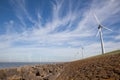 View of windpark in the Dutch Noordoostpolder, Flevoland and the