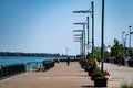View of Windsor Riverfront Trail along the Detroit River. Royalty Free Stock Photo