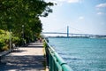 View of Windsor Riverfront Trail along the Detroit River. Royalty Free Stock Photo