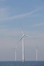 View of windturbines in the Dutch Noordoostpolder, Flevoland Royalty Free Stock Photo