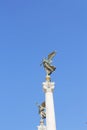 View of winged woman statues