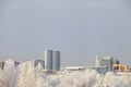 View of the winter city of Krasnoyarsk from the park