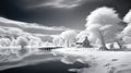 View of the winter landscape through the infrared port,Generated by AI