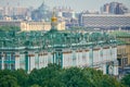 View of the Winter Palace from the colonnade of St. Isaac`s Cathedral in St. Petersburg Royalty Free Stock Photo