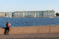 View of the Winter Palace (Hermitage museum) from Neva river. Saint Petersburg, Russia Royalty Free Stock Photo