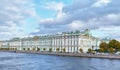 A view of the Winter Palace which houses the State Hermitage Museum, built in the Elisabethan baroque style in 1754-1762 Royalty Free Stock Photo