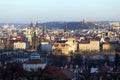 View on the winter Prague City with its Towers, Czech Republic