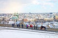 View of winters snowy Prague City, Czech Republic. Royalty Free Stock Photo