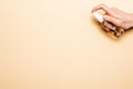 View of woman spraying antiseptic liquid