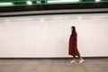 Woman walking alone at night Royalty Free Stock Photo