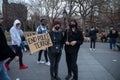 View of women holding End Police Terror sign in NYC park