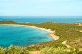 A view of a wonderful beach Sardinia, Italy. the beautiful nature of the Mediterranean, clear blue water. Royalty Free Stock Photo