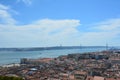 View of wonderful Tagus River and 25 april Bridge from Castle of St. George Lisabon - Portugal