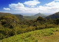 View of the wood, mountains and ocean. Mauritius Royalty Free Stock Photo