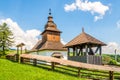 View at the Wooden Church of Saint John the Baptist in village Kalna Roztoka, Slovakia Royalty Free Stock Photo