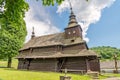 View at the Wooden Church of Saint Michael Archangel in village Topola, Slovakia