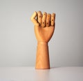 View of wooden hand shaped fist