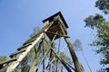 View of a wooden hunting post in a forest Royalty Free Stock Photo