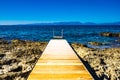 View on wooden jetty on the sea, Peloponnes Greece