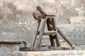 Wooden Medieval Catapult. Ballistic Device. Ancient Military Technology Royalty Free Stock Photo