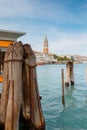 View of wooden pile stilt and rchitecture of Venice from Grand Canal, Venice, Italy